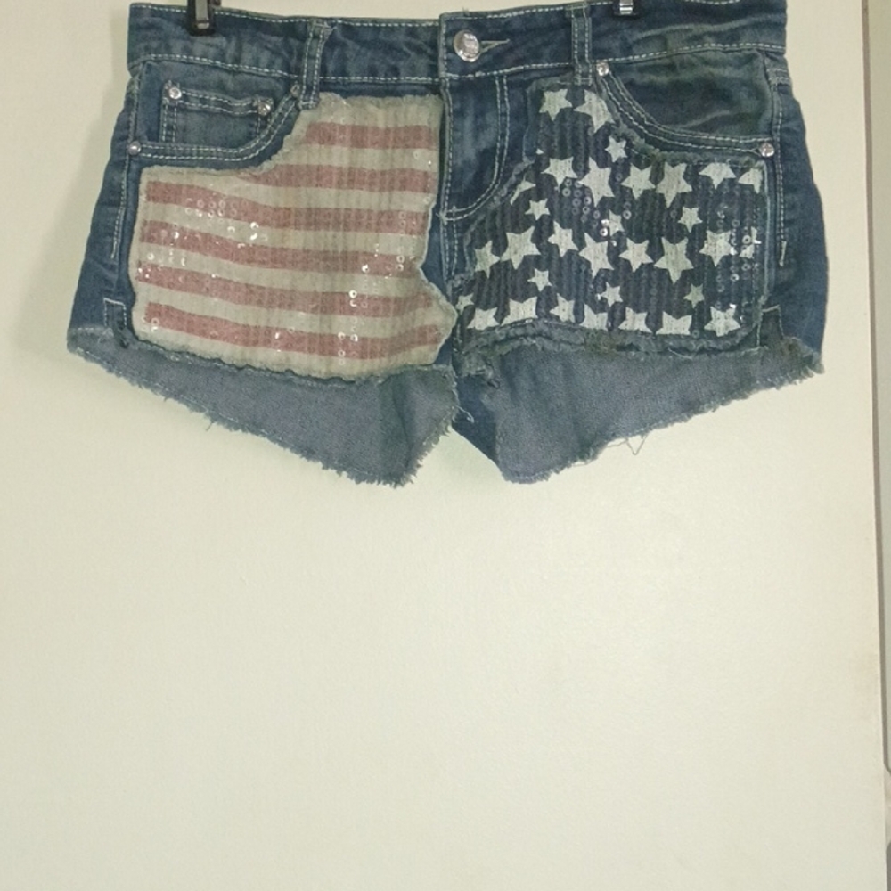 Rue21 Blue Jean Shorts with American Flag Design